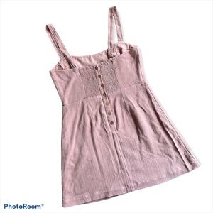 NWT FREE PEOPLE ROSE COLORED JUMPER DRESS BUTTON BACK, SZ:M, ADJUSTABLE STRAPS